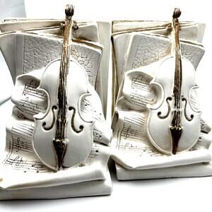 Universal Statuary Corp Classical Music Bookends 1964 Violin Cello Concertos